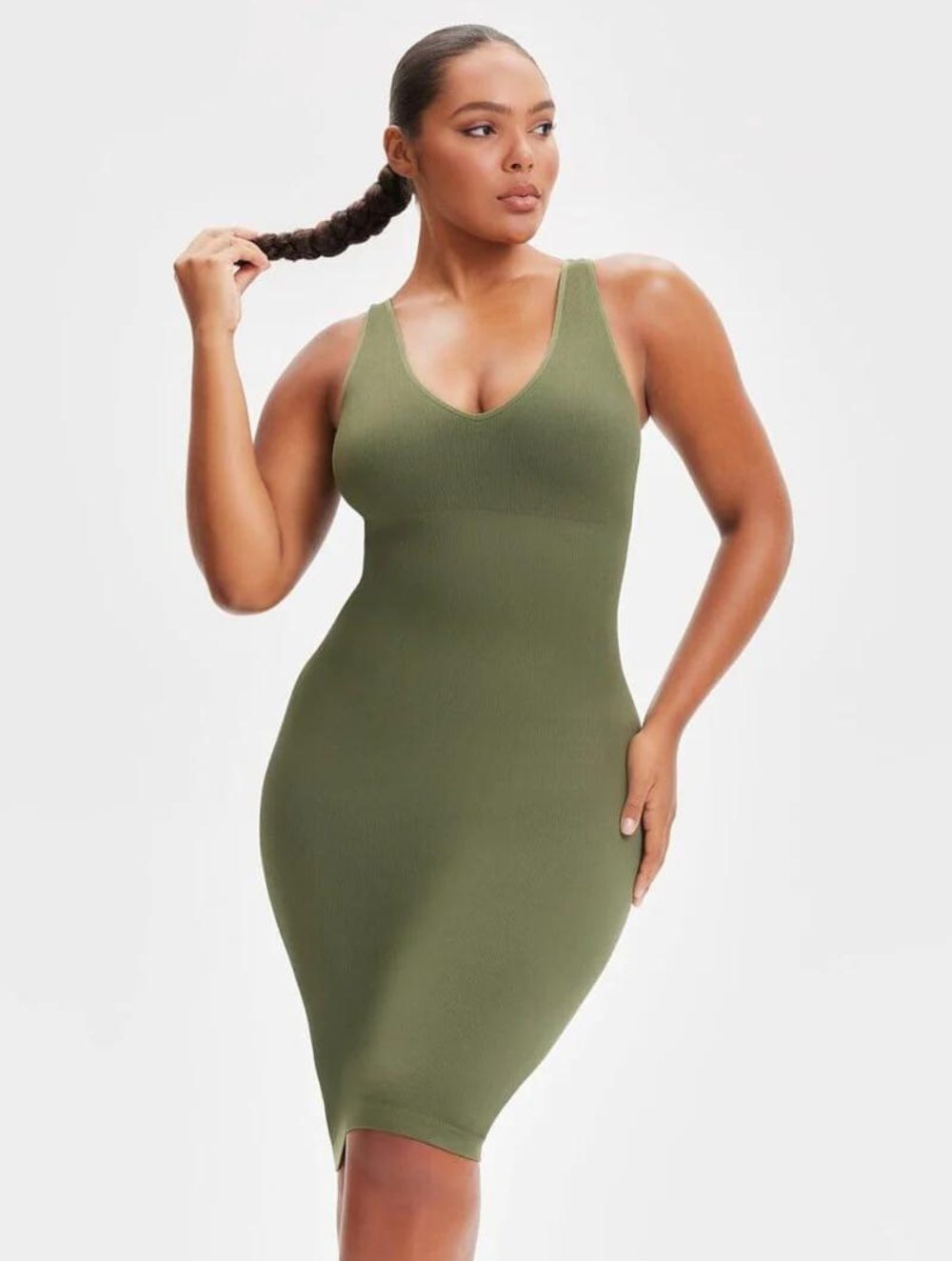 Shapewear Deep V-Neck Tank Dress - GetLivetta