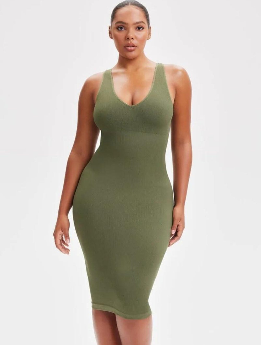 Shapewear Deep V-Neck Tank Dress - GetLivetta