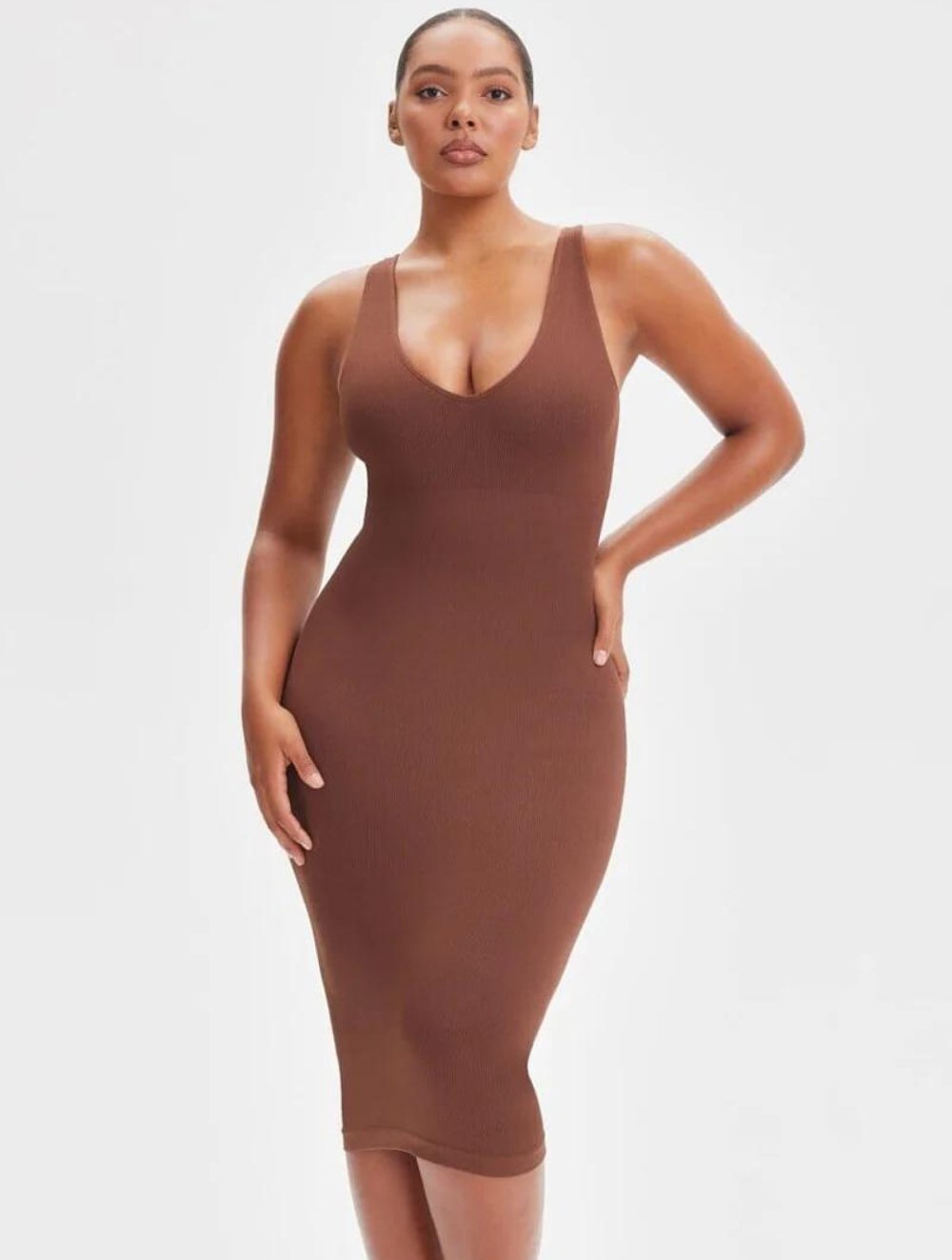 Shapewear Deep V-Neck Tank Dress - GetLivetta