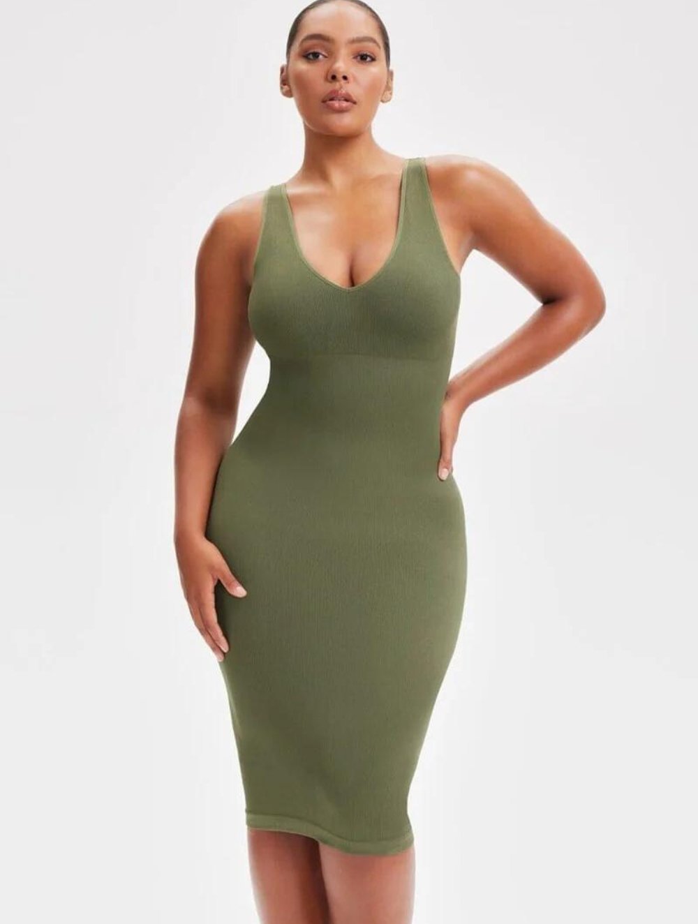 Shapewear Deep V-Neck Tank Dress - GetLivetta