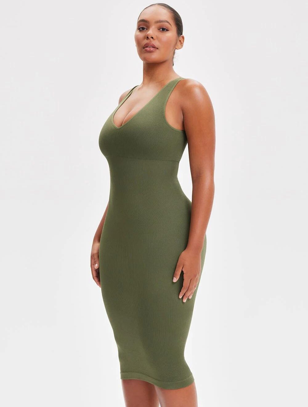 Shapewear Deep V-Neck Tank Dress - GetLivetta