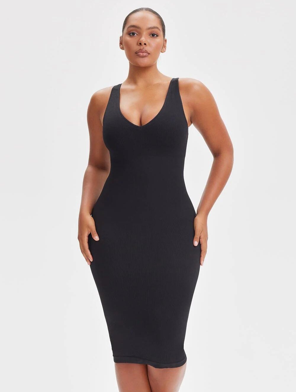 Shapewear Deep V-Neck Tank Dress - GetLivetta