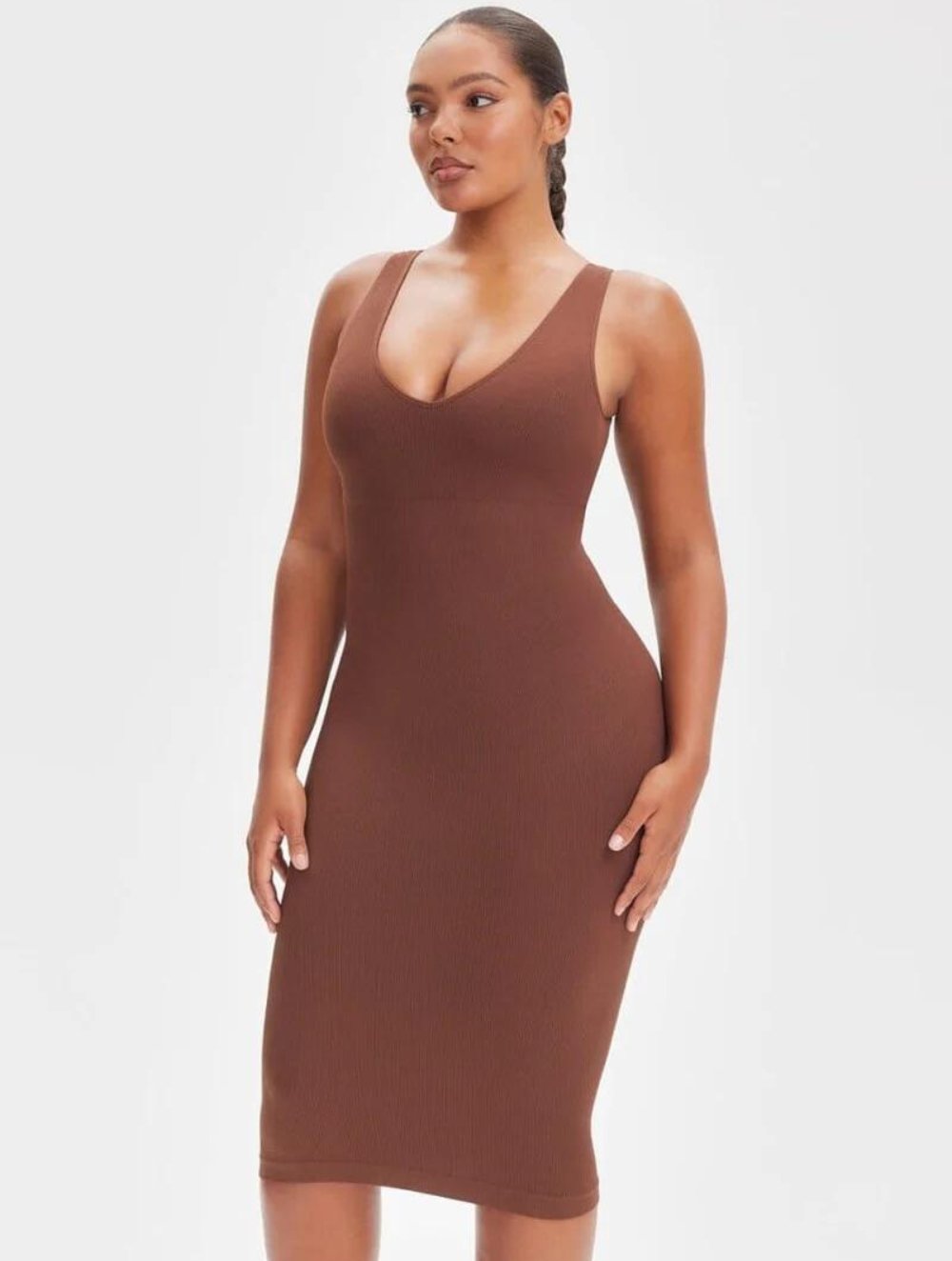 Shapewear Deep V-Neck Tank Dress - GetLivetta