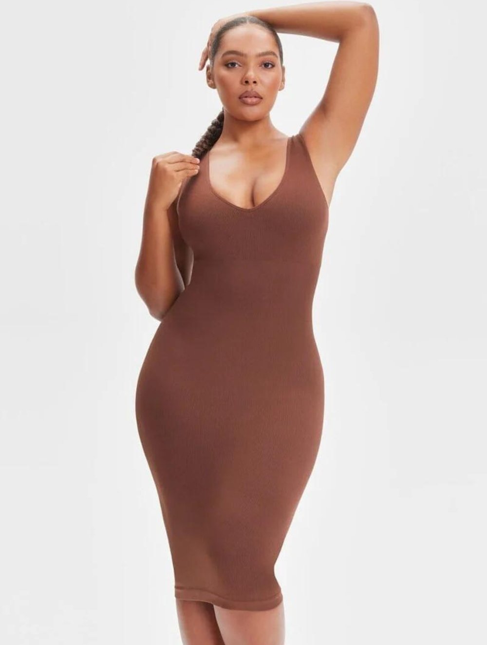 Shapewear Deep V-Neck Tank Dress - GetLivetta