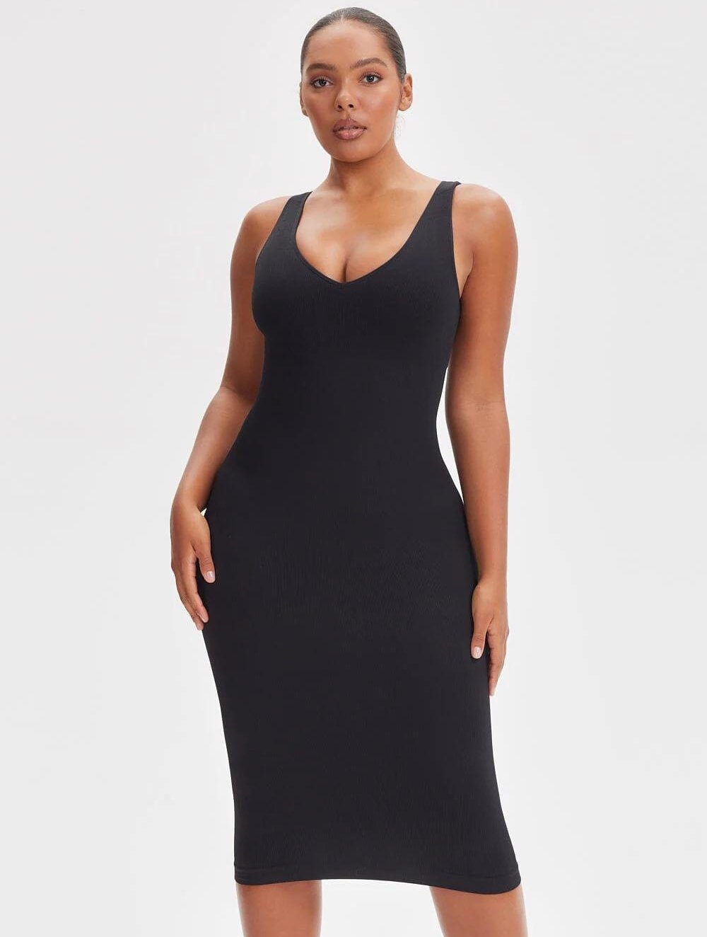 Shapewear Deep V-Neck Tank Dress - GetLivetta