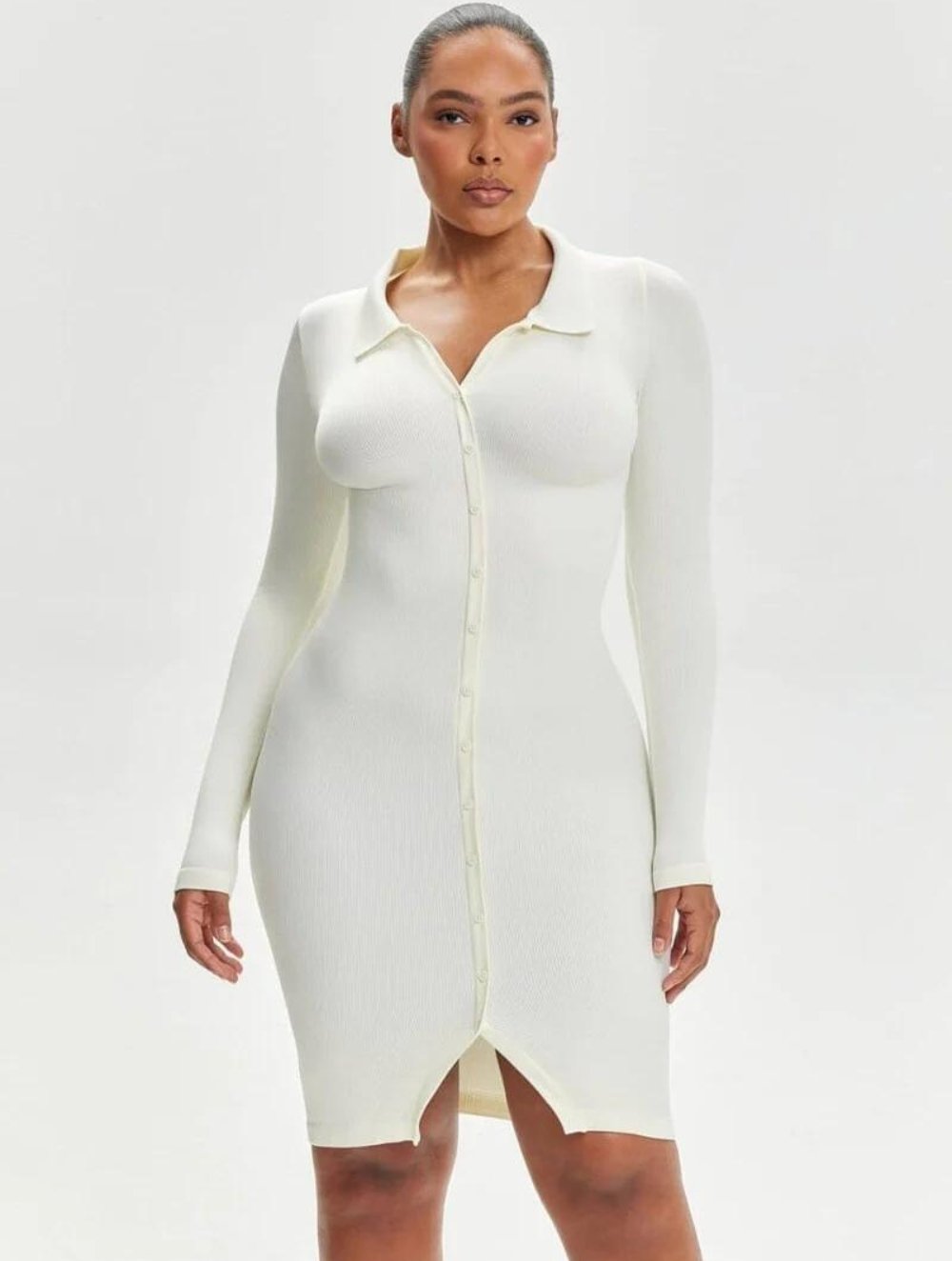 Shapewear Front Button Collar Dress - GetLivetta