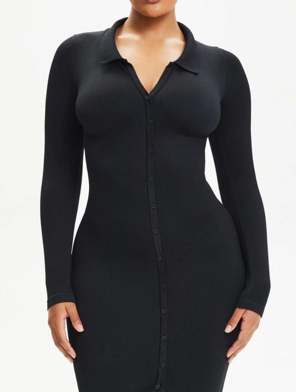 Shapewear Front Button Collar Dress - GetLivetta