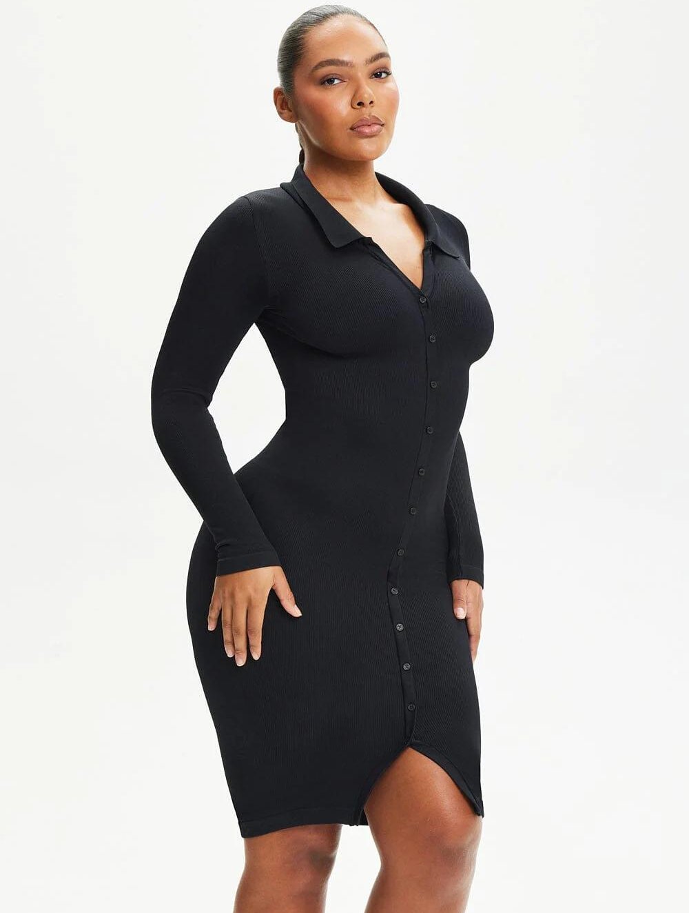 Shapewear Front Button Collar Dress - GetLivetta