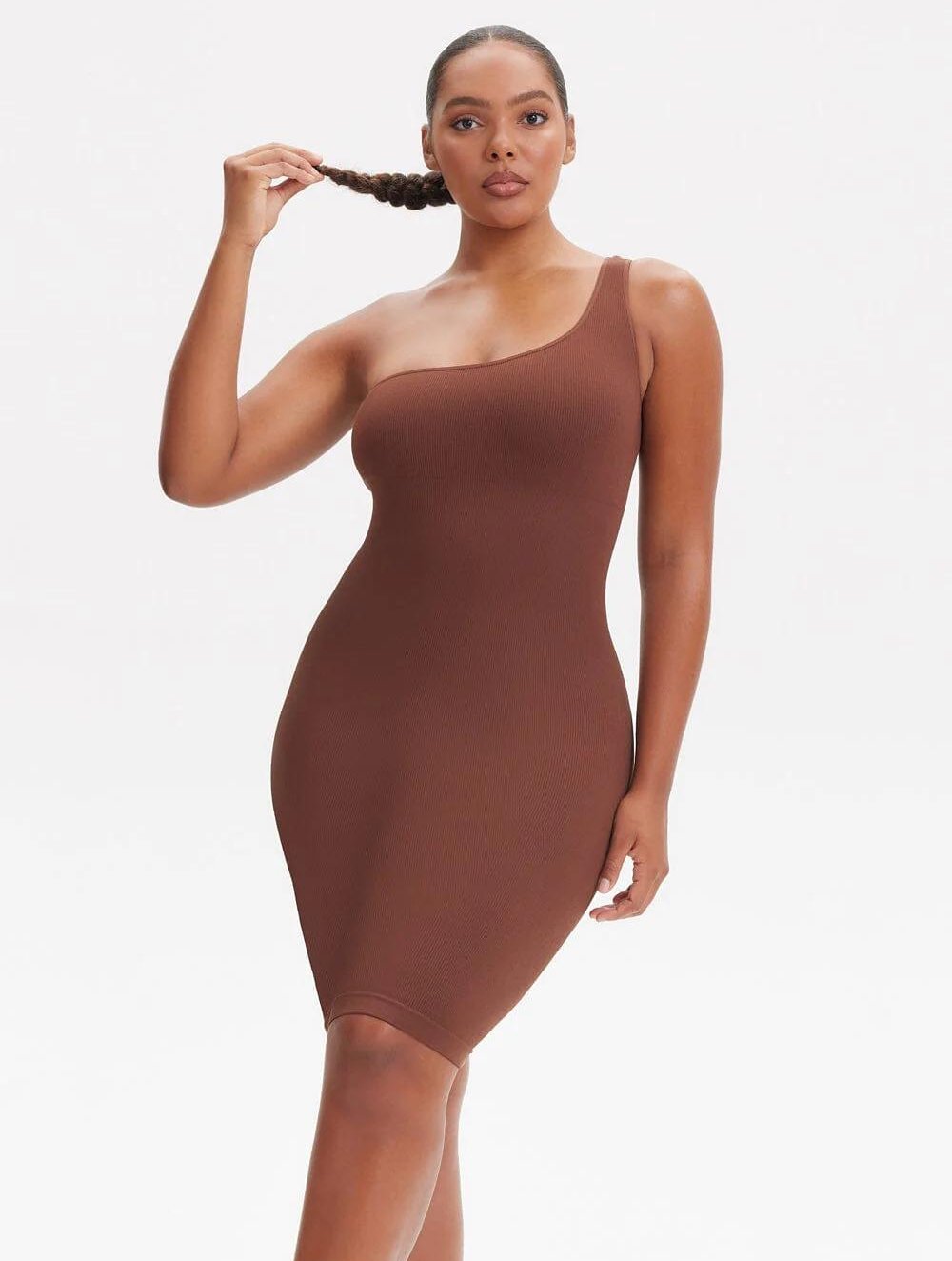 Shapewear One Shoulder Strap Dress