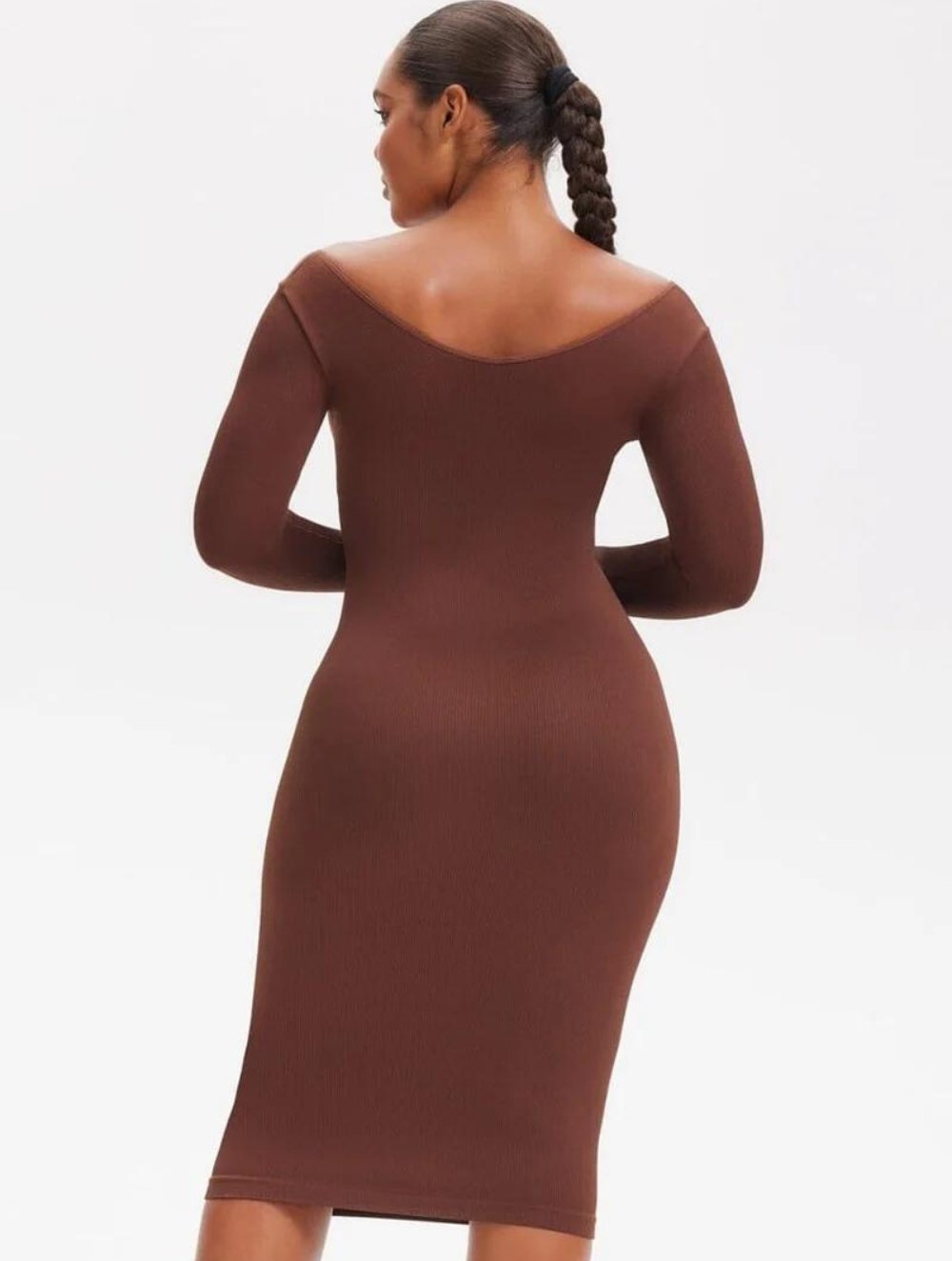 Shapewear V-Neck Long Sleeve Dress - GetLivetta