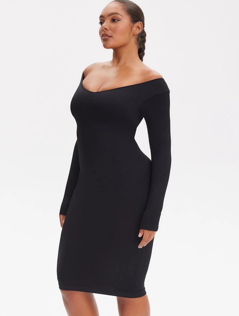 Shapewear V-Neck Long Sleeve Dress - GetLivetta