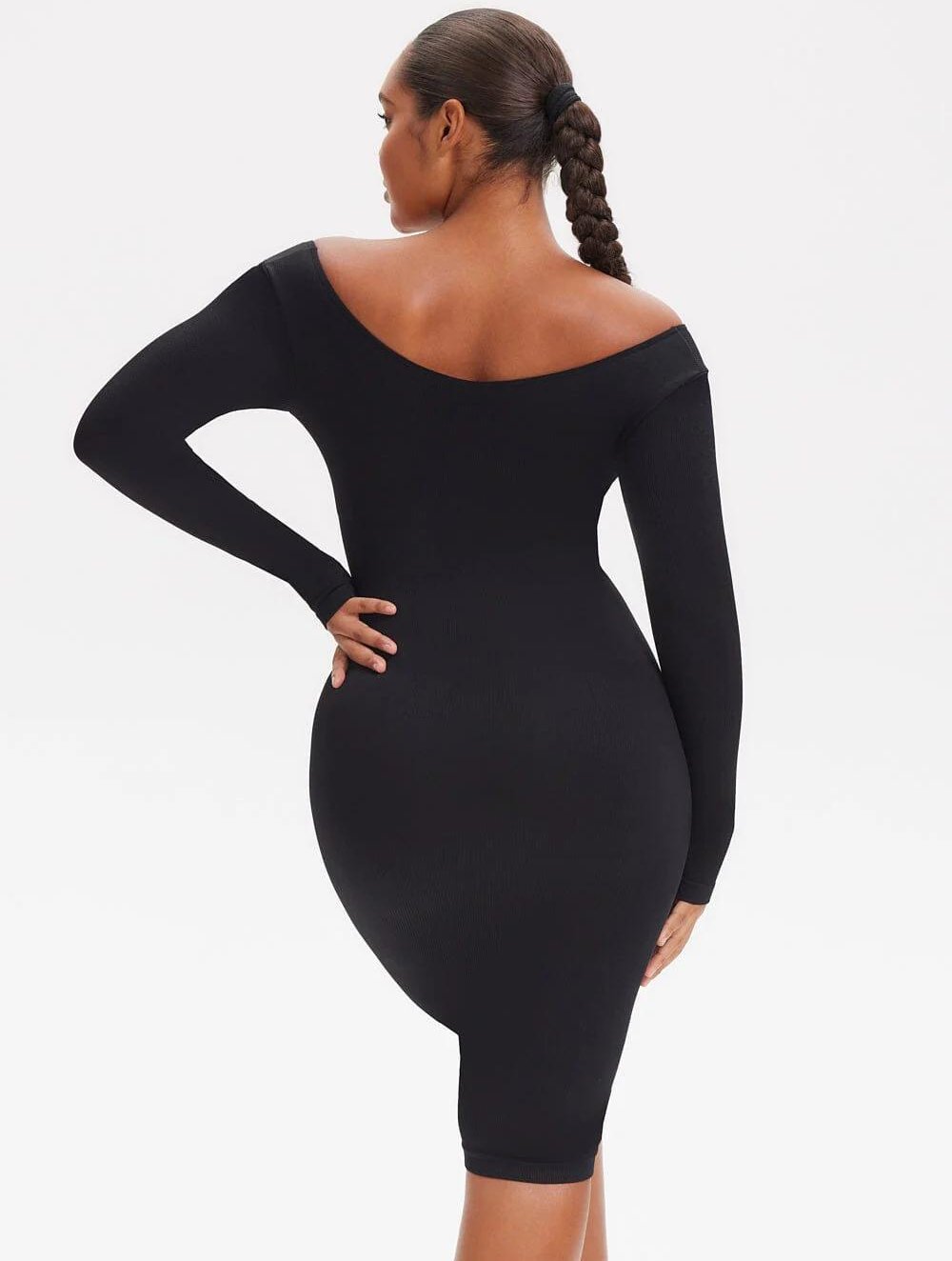 Shapewear V-Neck Long Sleeve Dress - GetLivetta