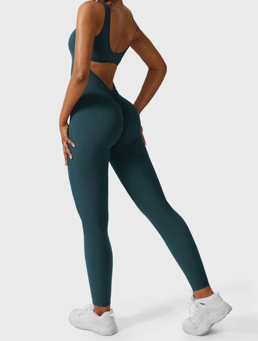 Short Sleeve V-Back Jumpsuit - GetLivetta