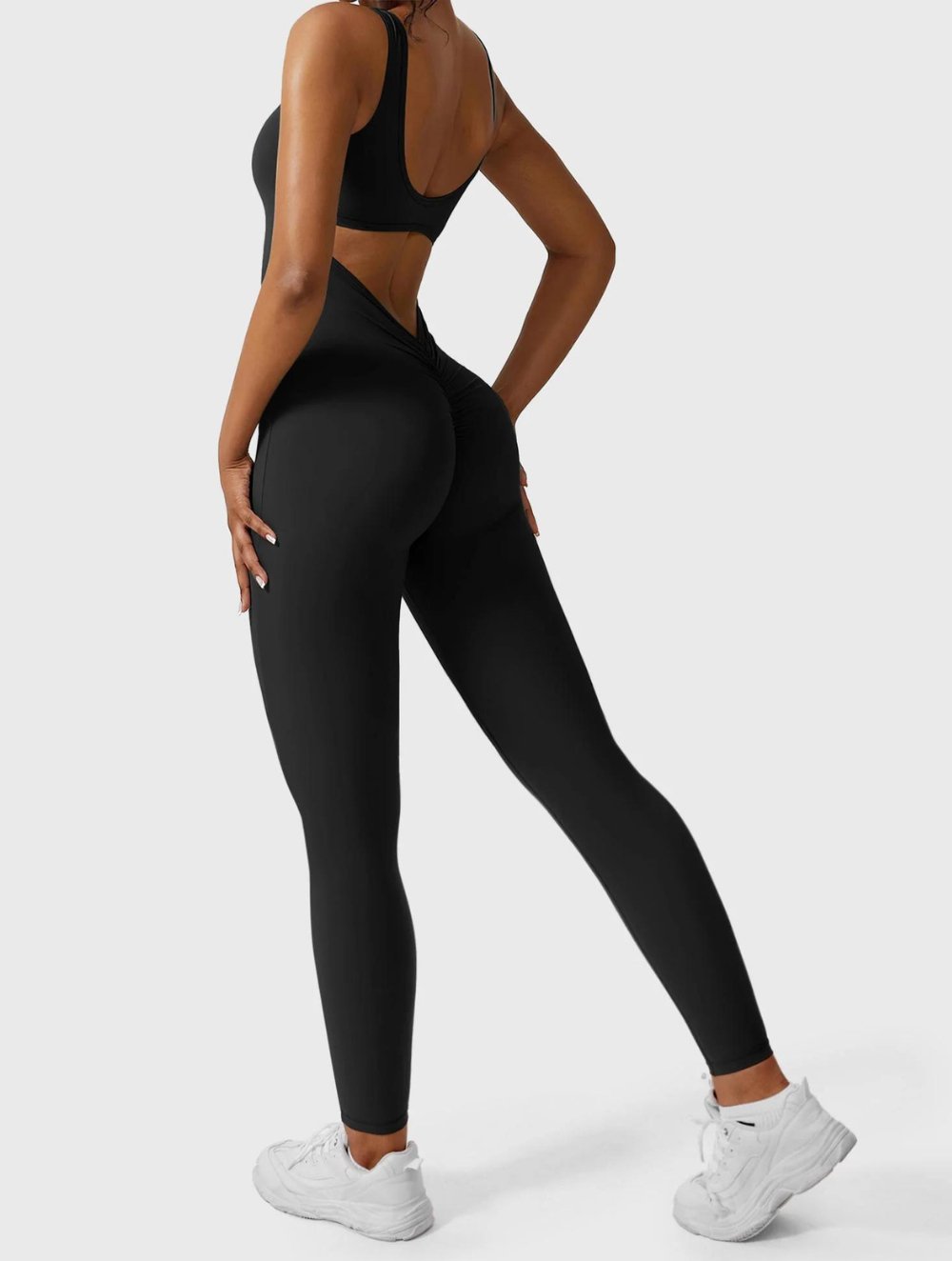 Short Sleeve V-Back Jumpsuit - GetLivetta