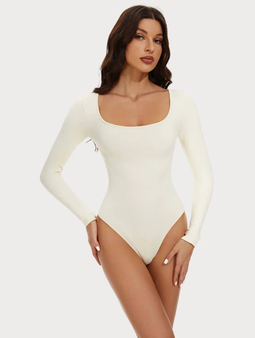 Express Fitted Mesh Pieced Crew Neck Long Sleeve Bodysuit White Women's XL