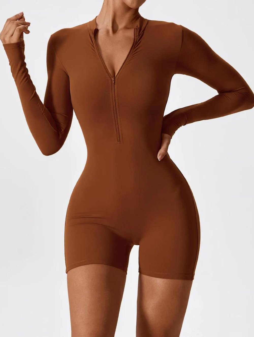 Long Sleeve Zipper Romper - GetLivetta