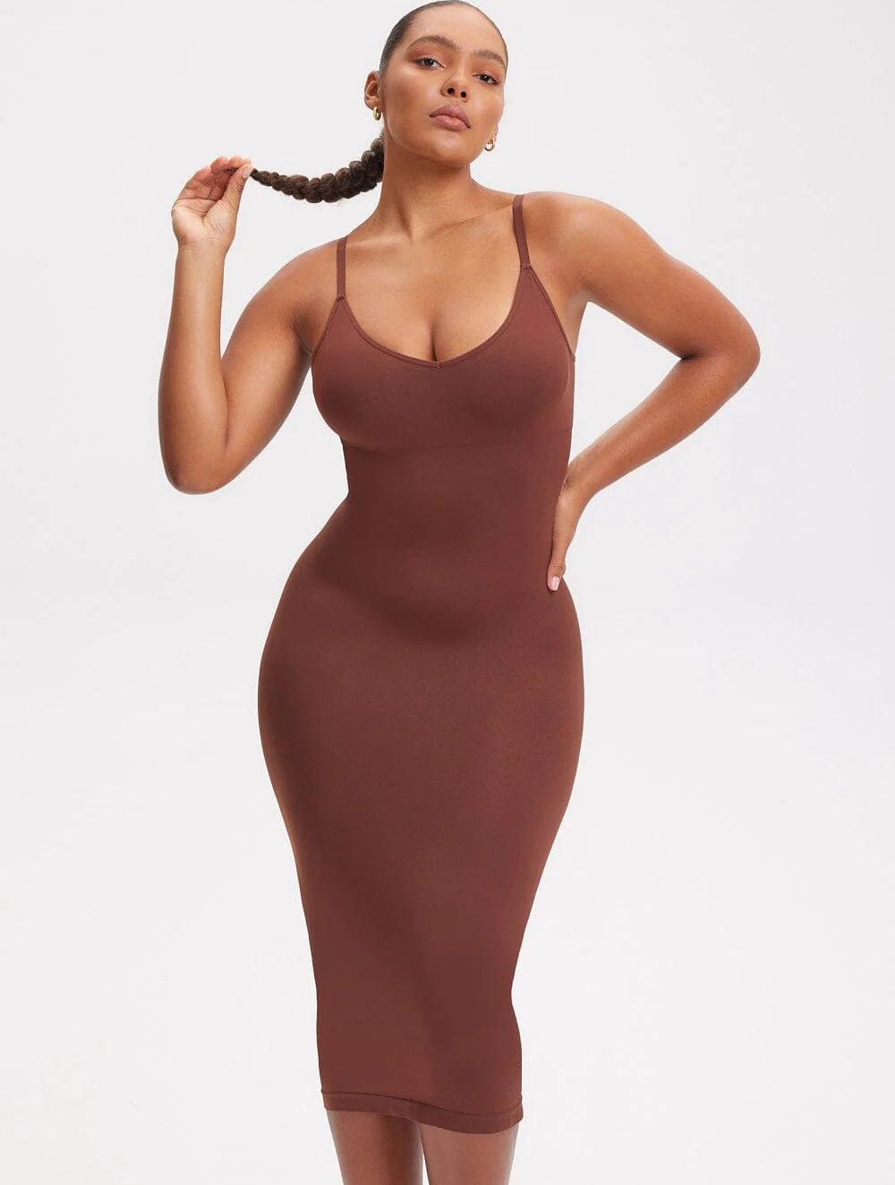 Shapewear V-neck Midi Dress - GetLivetta