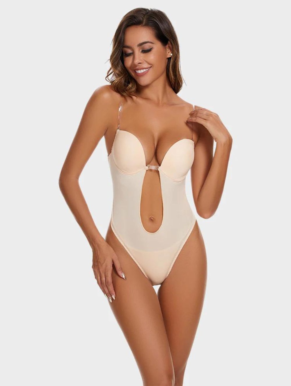 Strapless U Plunge Thong Bodysuit - GetLivetta